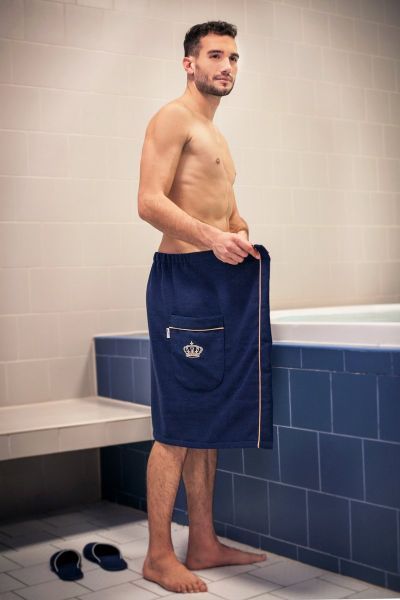 Royal collection, pánský saunový kilt, tmavě modrá se zlatou korunkou, vel. S-M, galerie